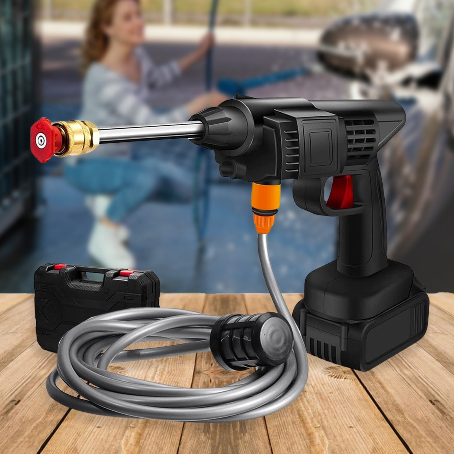 8550 48V Car washing Kit, Portable Pressure Washer with, Rechargeable | Cordless Pressure Washer Gun | Handheld Pressure Washer for Car | Car Washer Gun (Type 1- Single Battery) 8550 48V Car washing Kit, Portable Pressure Washer with, Rechargeable | Cordless Pressure Washer Gun | Handheld Pressure Washer for Car | Car Washer Gun (Type 1- Single Battery)